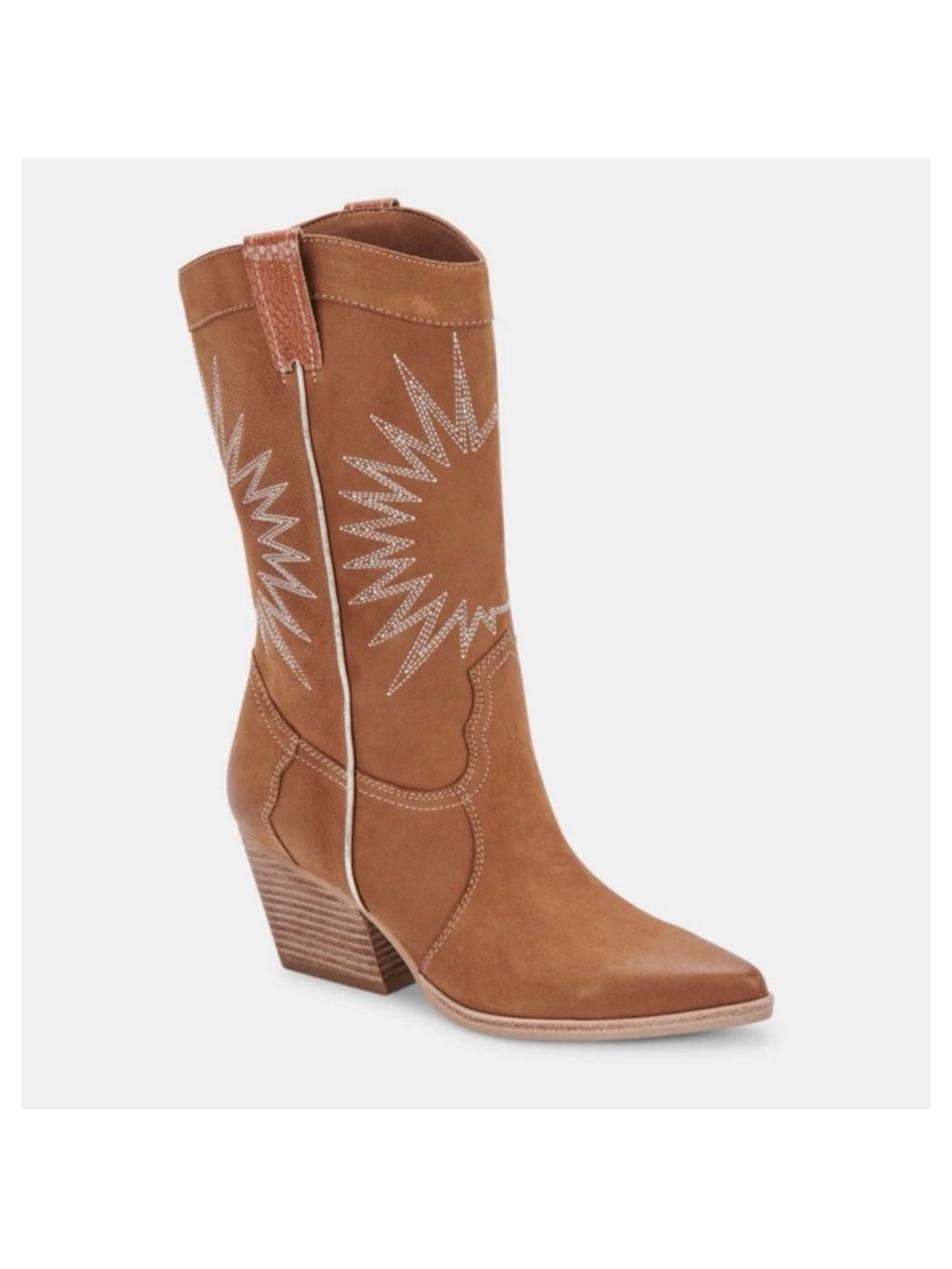 Dolce Vita Lawson Boot in Whiskey Nubuck Western Heeled Mid-Calf Boots 8 cowgirl